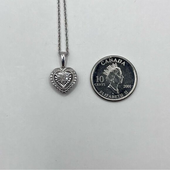 Heart Shaped Natural Diamond Sterling Silver Necklace - Picture 8 of 8